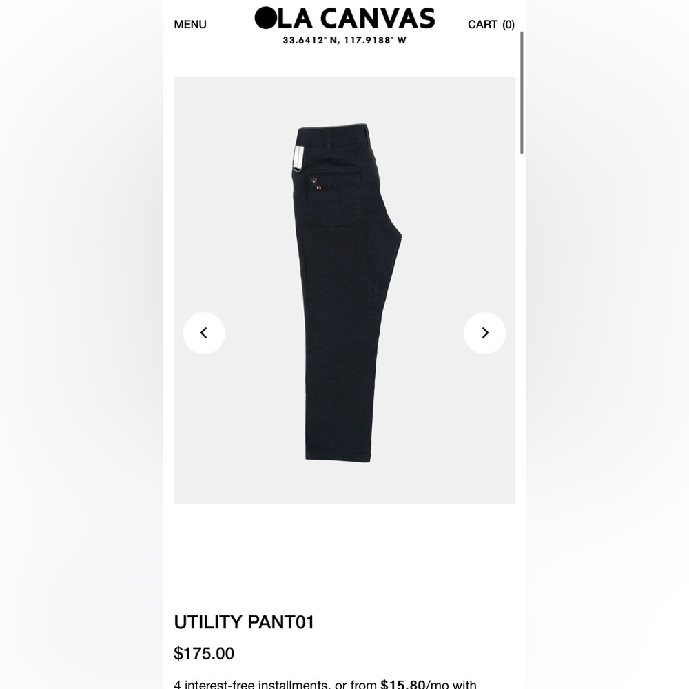 OLA CANVAS UTILITY PANT01 - Men’s size 33